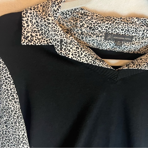 Adrianna Papell Designer Long Sleeve Shirt With Attached Sweater Size Medium - Picture 5 of 13